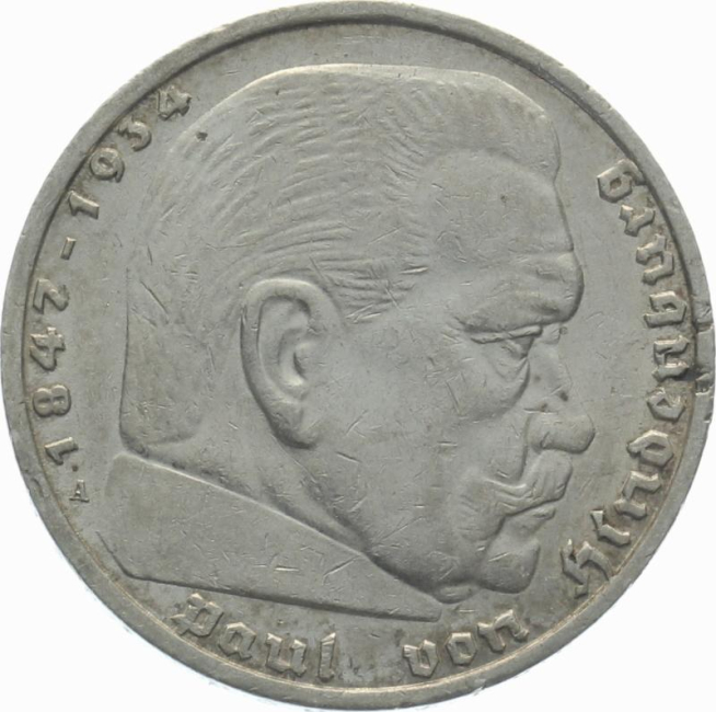 3. Reich 5 Mark 1938 A - Adler über Hakenkreuz